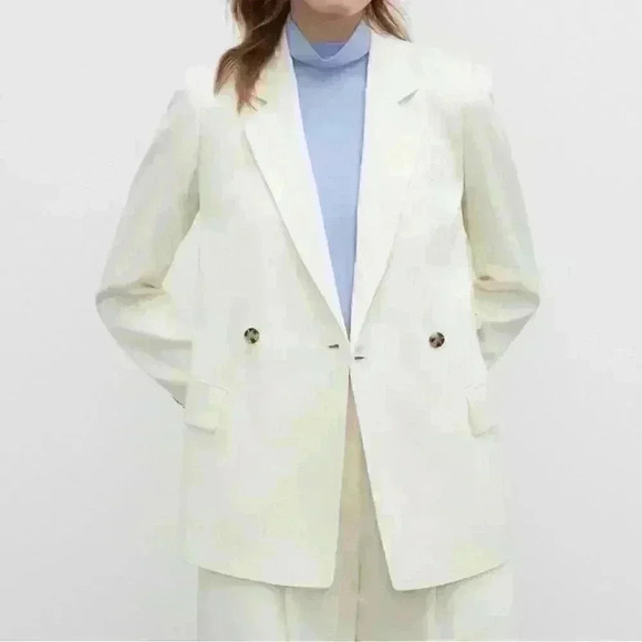 NWOT CLUB MONACO D-Ring Blazer Sz L in Cream/offwhite - Picture 3 of 6